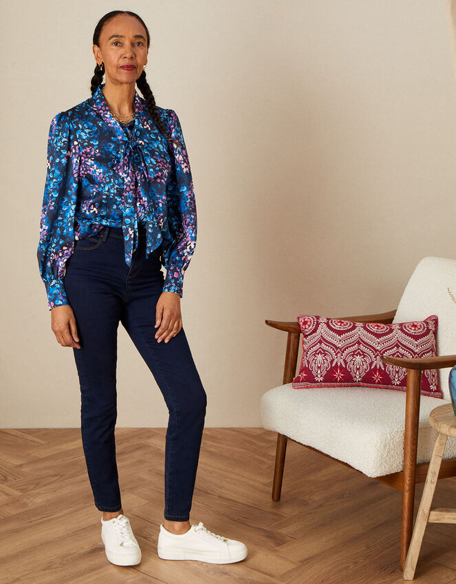 Roodie Animal Print Blouse, Blue (NAVY), large