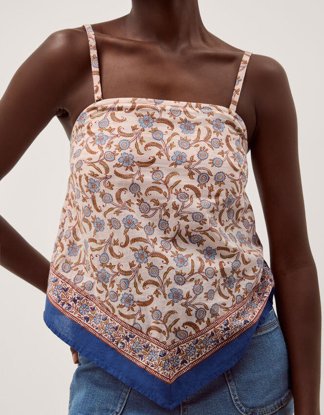 Ari Floral Scarf Bandeau Top Blue
