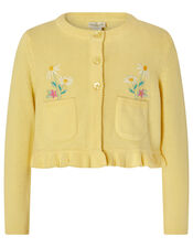 Baby Florie Cardigan in Knitted Cotton, Yellow (YELLOW), large