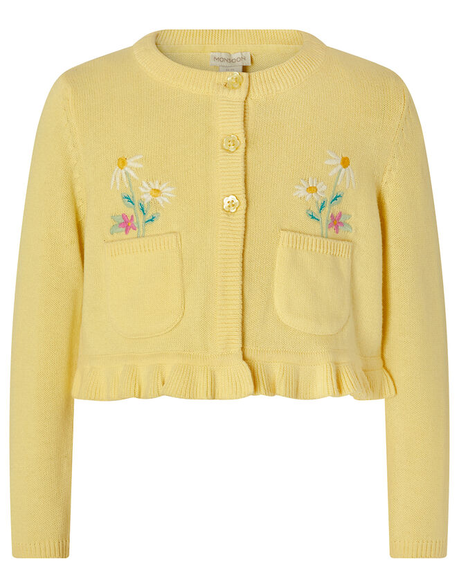 Baby Florie Cardigan in Knitted Cotton, Yellow (YELLOW), large