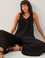 Rachel Sleeveless Culotte Jumpsuit, Black (BLACK), large