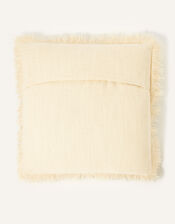 Embroidered Fringe Cushion, , large