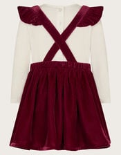 Baby Top and Velvet Christmas Pinafore Dress Set, Red (BURGUNDY), large