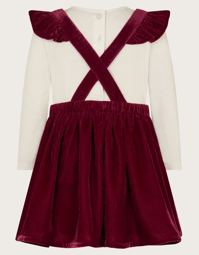 Baby Top and Velvet Christmas Pinafore Dress Set, Red (BURGUNDY), large