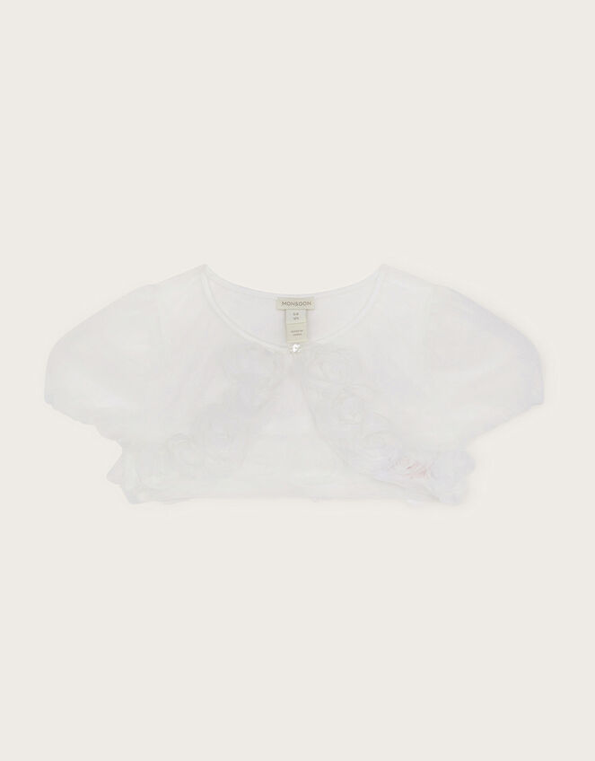 3D Roses Trim Tulle Cover Up, Ivory (IVORY), large