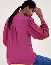 Floral Stitch Blouse in LENZING™ ECOVERO™, Pink (PINK), large