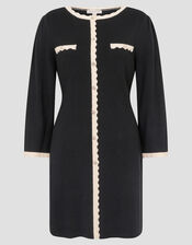 Nala Scallop Knit Mini Dress, Black (BLACK), large