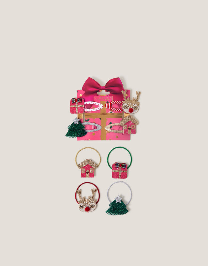 8-Pack Sparkly Christmas Hair Bands & Clips, , large