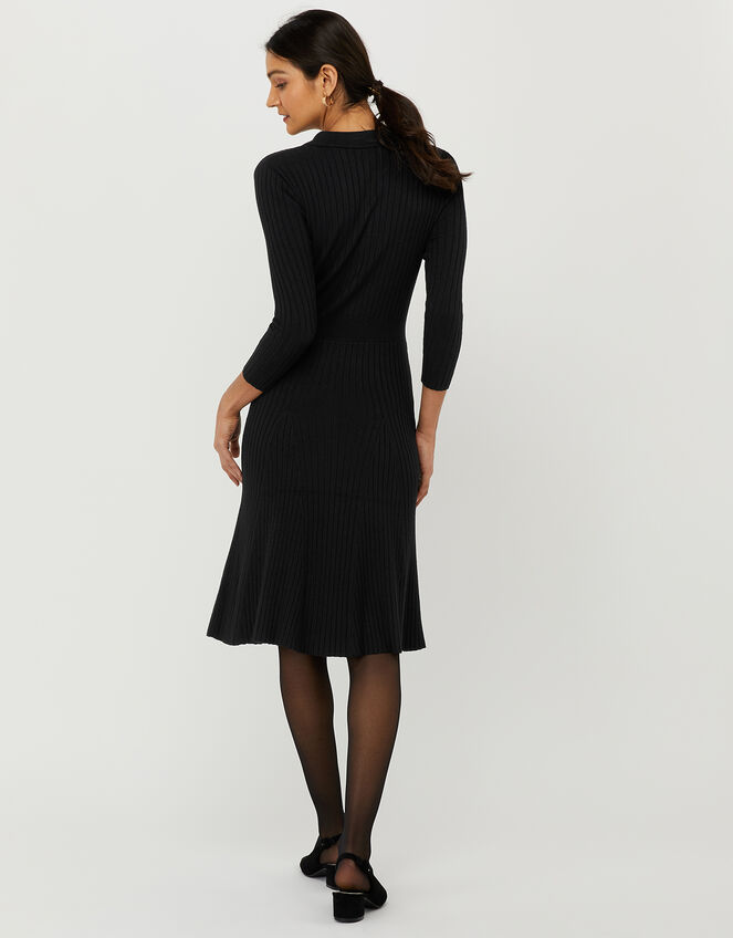 Harley Ribbed Knit Dress, Black (BLACK), large