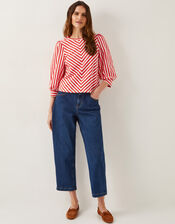 Sally Stripe Jersey Top, Red (RED), large