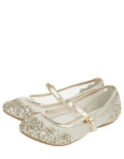 Primrose Glitter Princess Ballerina Shoes, Gold (GOLD), large