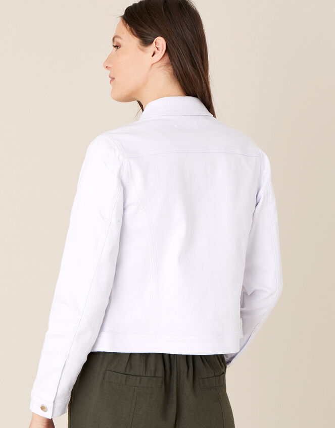 Willow Denim Jacket, White (WHITE), large