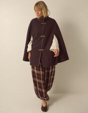 Leia Funnel Neck Cape Coat, Brown (CHOCOLATE), large