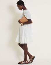 Cynthia Embroidered Short Sleeve Mini Dress, White (WHITE), large