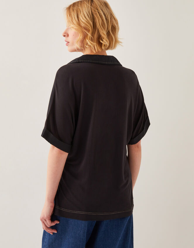 Feyn Short Sleeve Utility Top, Black (BLACK), large