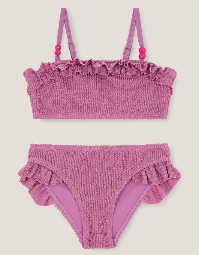 Textured Frill Bikini Set, Purple (LILAC), large