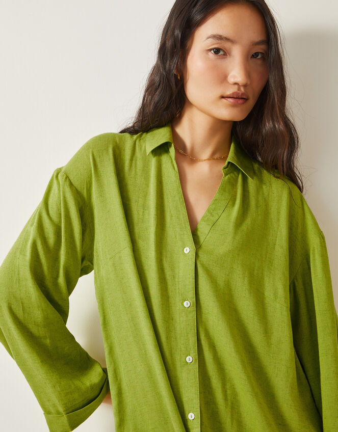 Esme Beach Shirt Dress, Green (GREEN), large