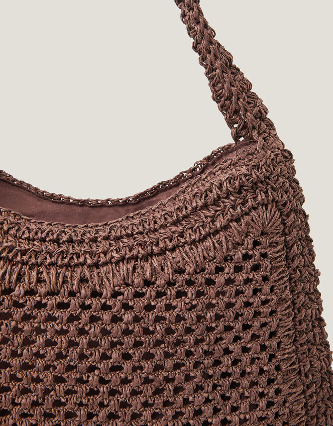 Hari Scoop Raffia Shoulder Bag, Brown (CHOCOLATE), large