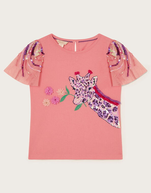 Giraffe Embellished T-Shirt, Pink (PINK), large