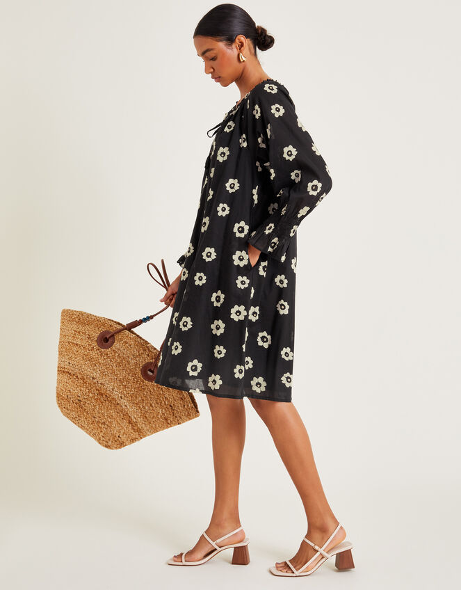 Lei Flower Dress, Black (BLACK), large