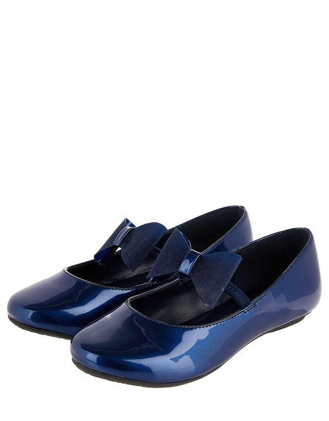 Aubree Patent Bow Ballerina Flats, Blue (NAVY), large