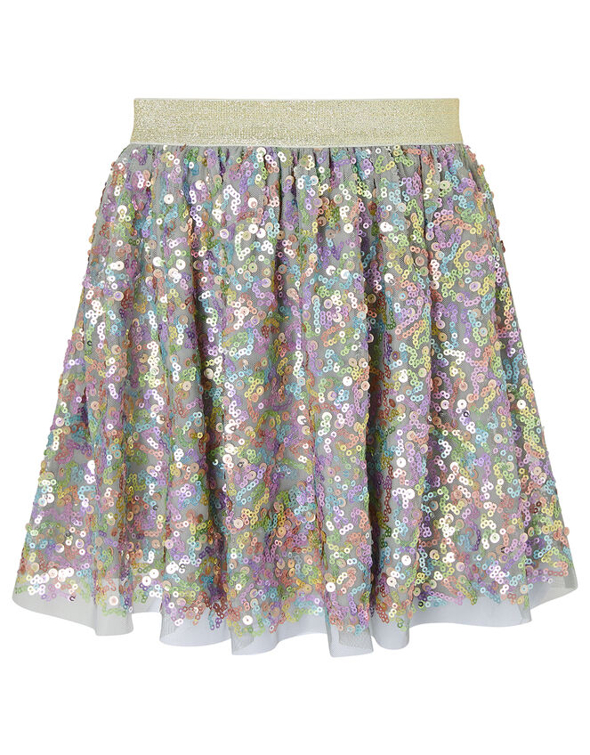 Rainbow Sequin T-shirt and Skirt Set, Grey (GREY), large