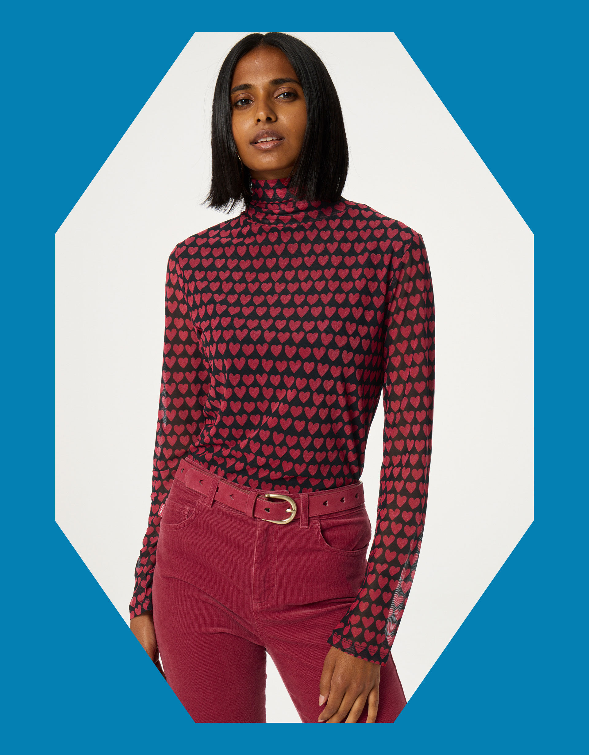 Fabienne Chapot Heart Print Top Red