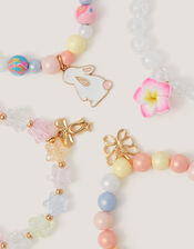 4-Pack Beaded Flower Charm Bracelets, , large