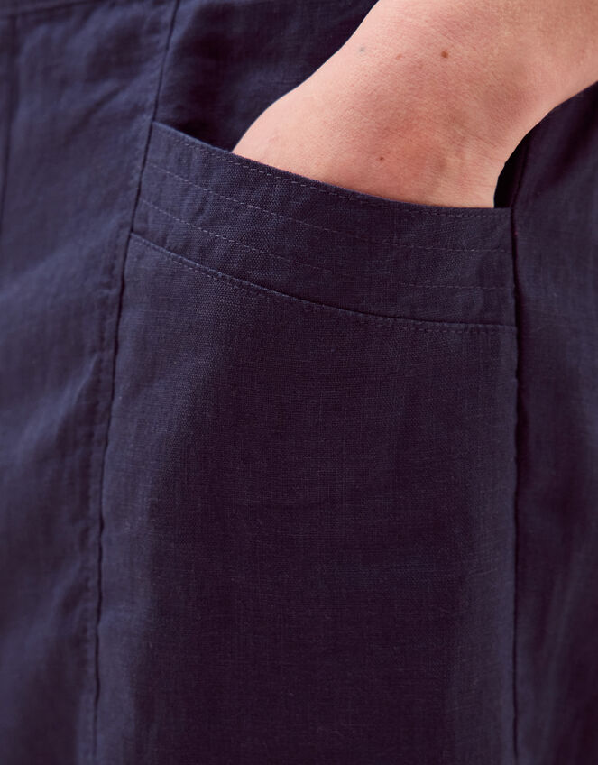 Lucy Short Straight Leg Linen Trousers Blue
