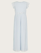 Penelope Pleated Sparkle Jumpsuit, Blue (BLUE), large