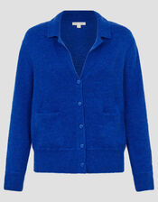 Cora V-Neck Collared Cardigan, Blue (COBALT), large