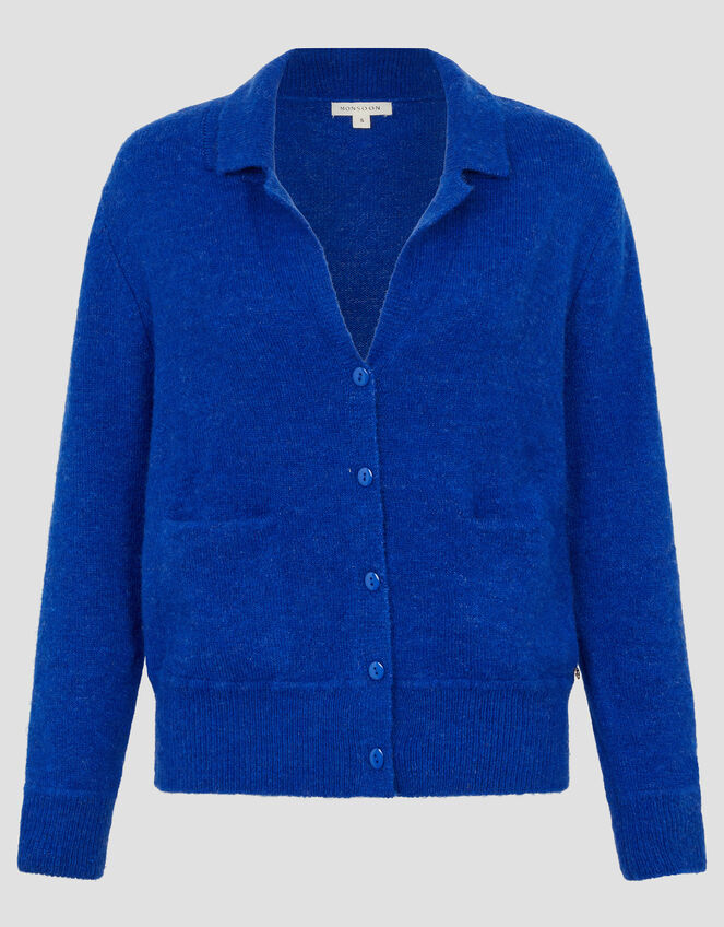 Cora V-Neck Collared Cardigan, Blue (COBALT), large