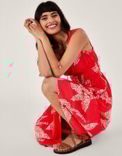 Palm Spot Print Midi Sundress, Red (RED), large