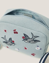 Embroidered Denim Cross Body Bag, , large