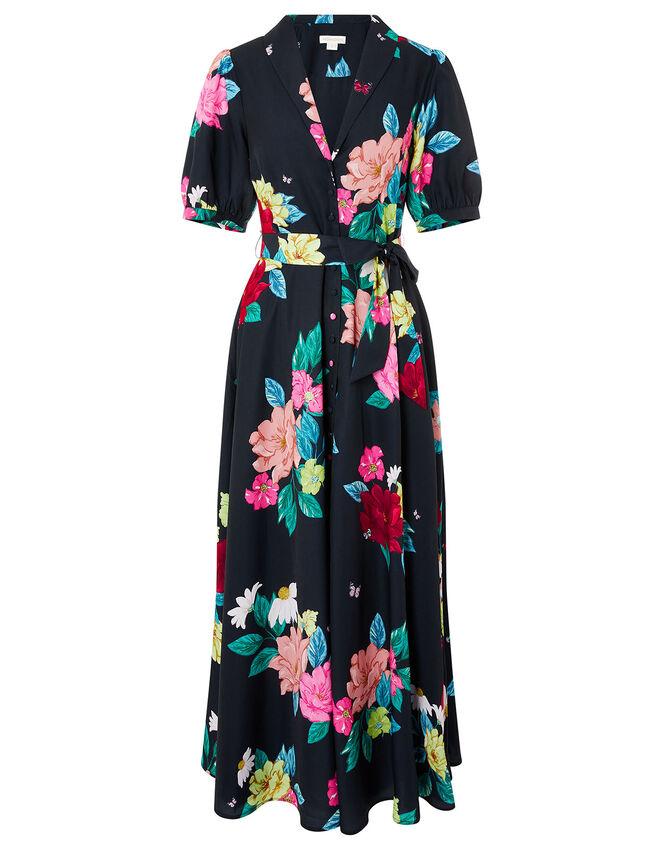 Una Floral Print Shirt Dress, Blue (NAVY), large