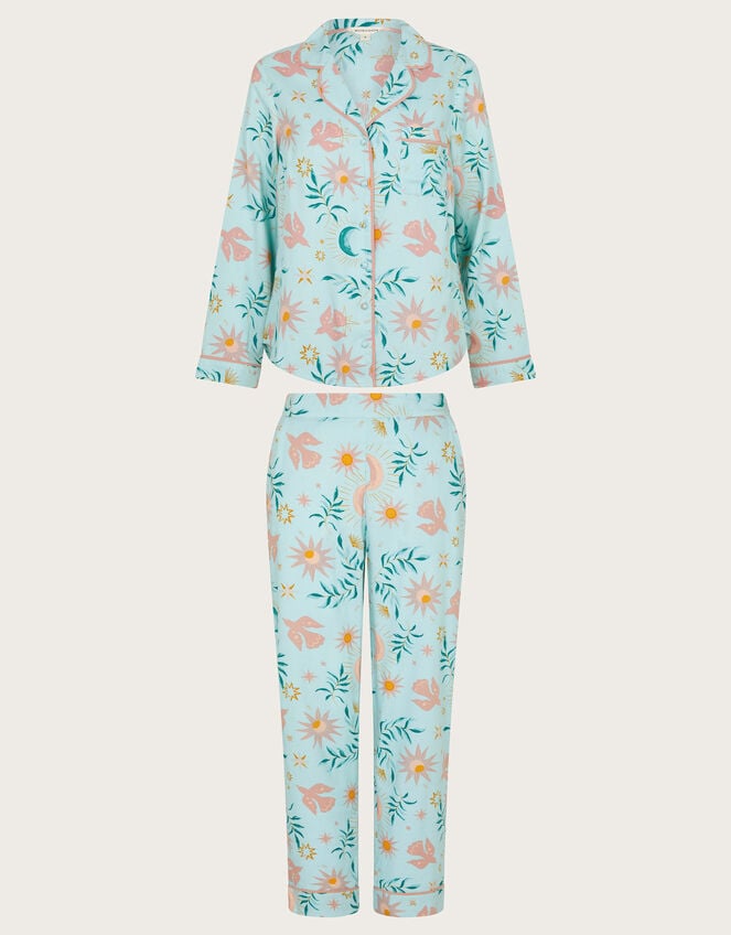 Celeste Celestial Print Pyjama Set, Teal (TEAL), large