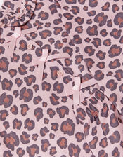 Bow Leopard Print Long Pyjamas Set, Pink (PINK), large