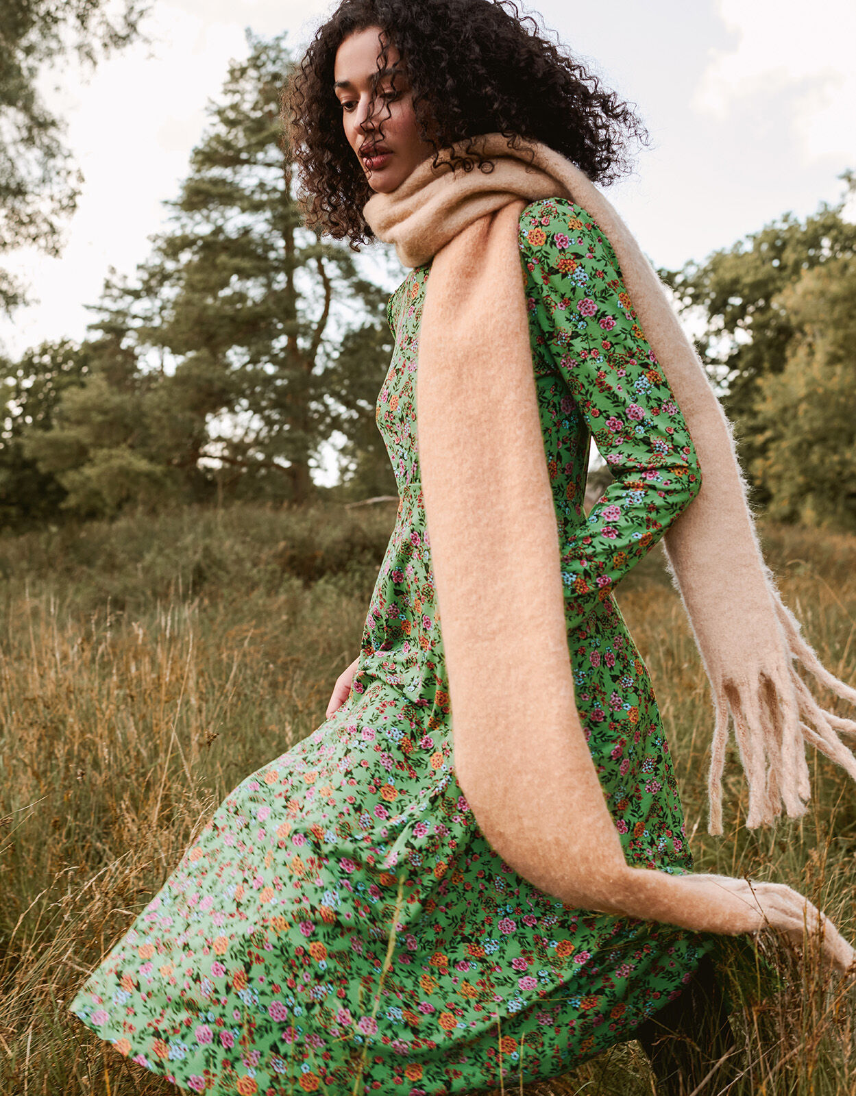 Zeina Ditsy Print Dress Green