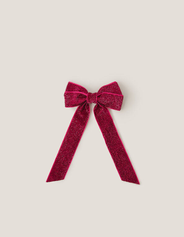Long Sparkle Bow Hair Clip, , large