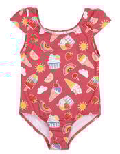 Frugi Marina Ice Cream Print Swimsuit, Pink (PINK), large