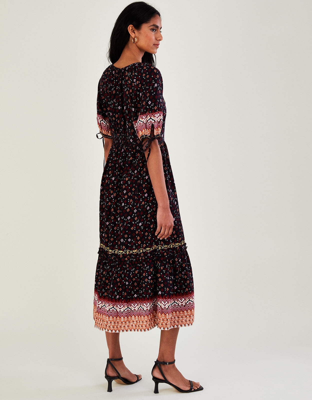 Black button through midi dress best sale