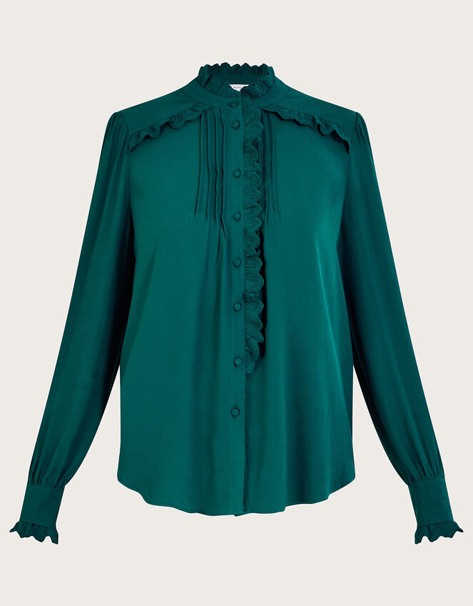 Prue Lacy Pintuck Blouse, Green (GREEN), large