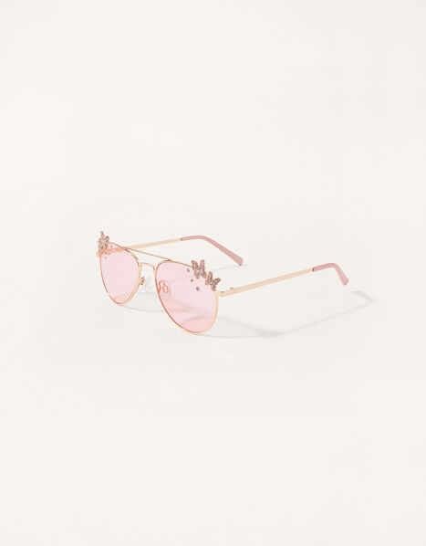 Diamante Butterfly Aviator Sunglasses, , large