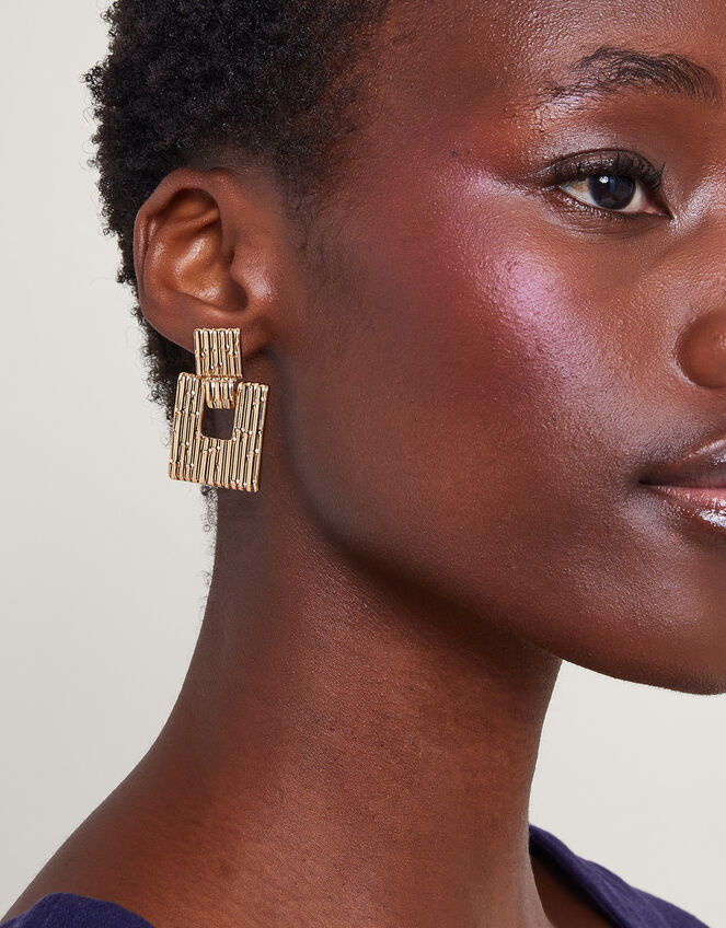 Textured Square Earrings, , large