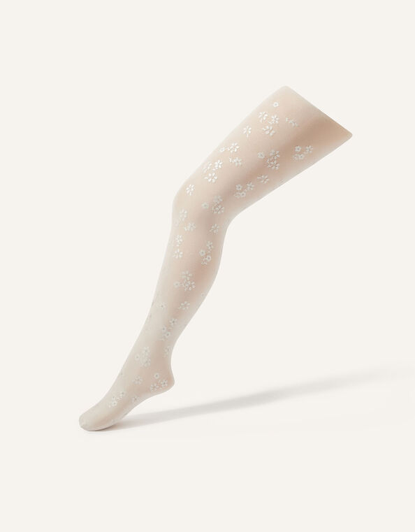 Floral Print Tights, Ivory (IVORY), large