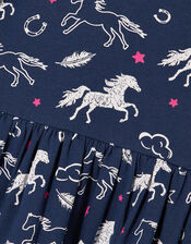 Lana Horse Print Jersey Dress, Blue (NAVY), large