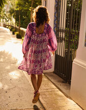 Petite Mendigote Rabea Floral Swing Mini Dress, Purple (PURPLE), large