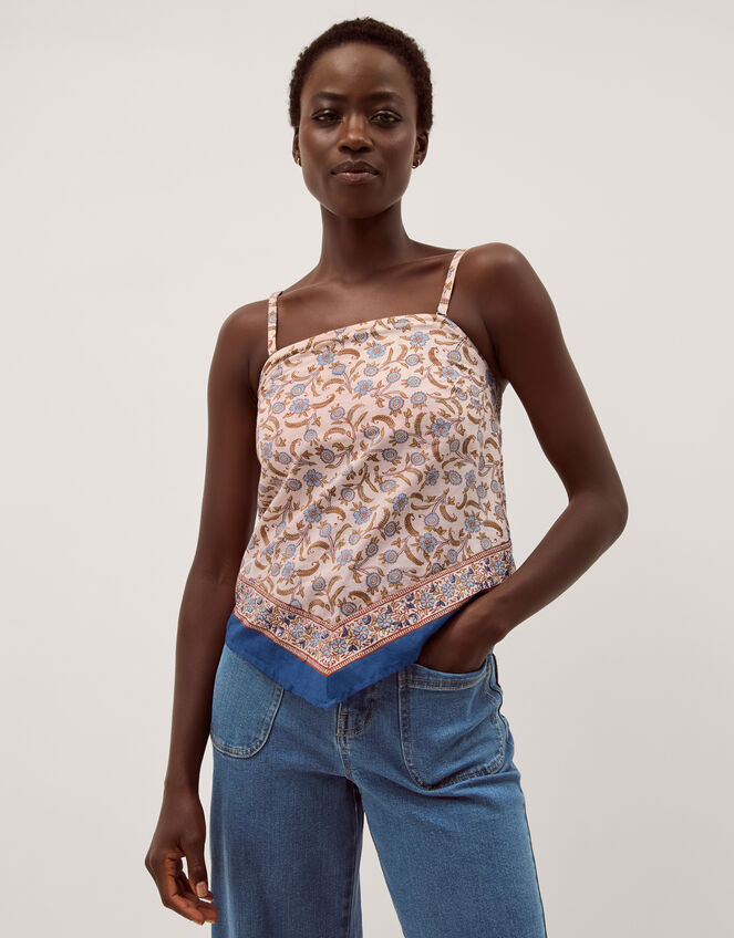 Ari Floral Scarf Bandeau Top Blue