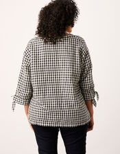Lilly Gingham Top in Linen Blend, Black (BLACK), large