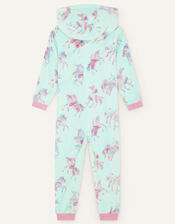 Ada Unicorn Print Sleepsuit, Blue (AQUA), large